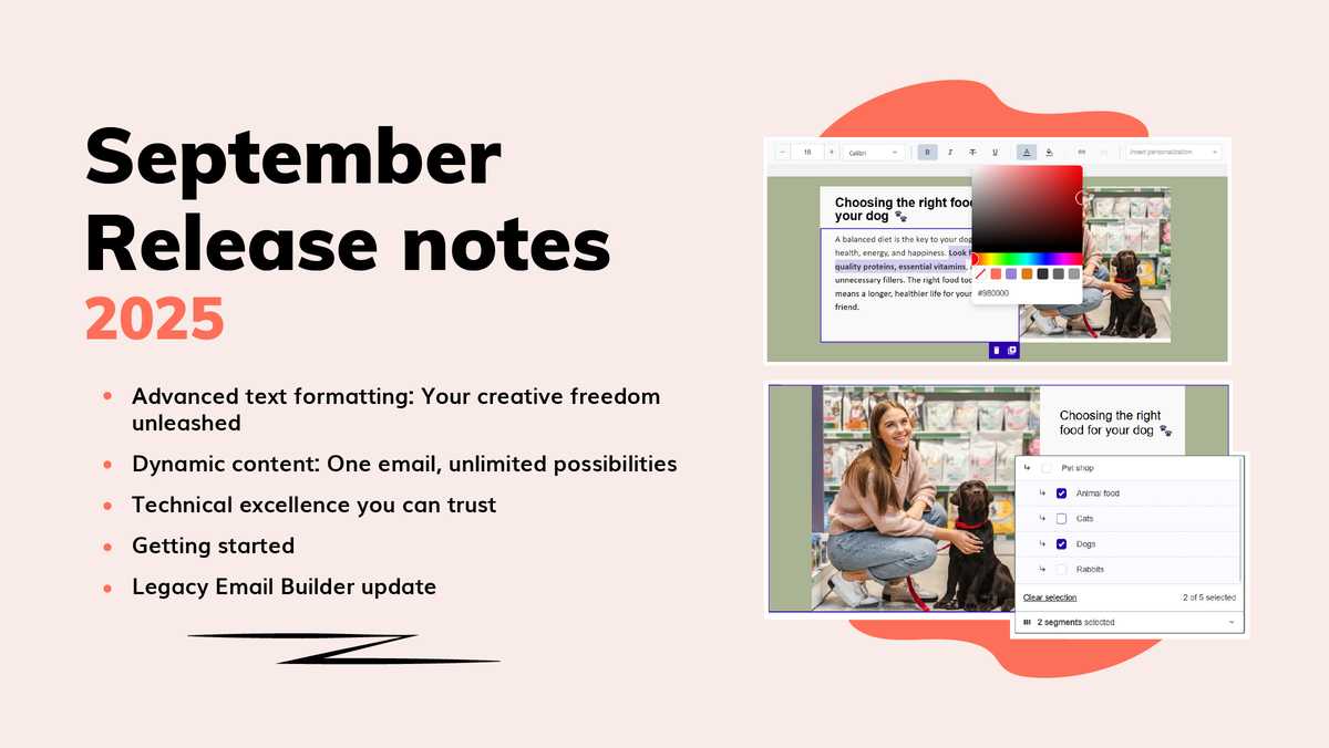 Flexmail's September updates: Advanced text editor + dynamic content
