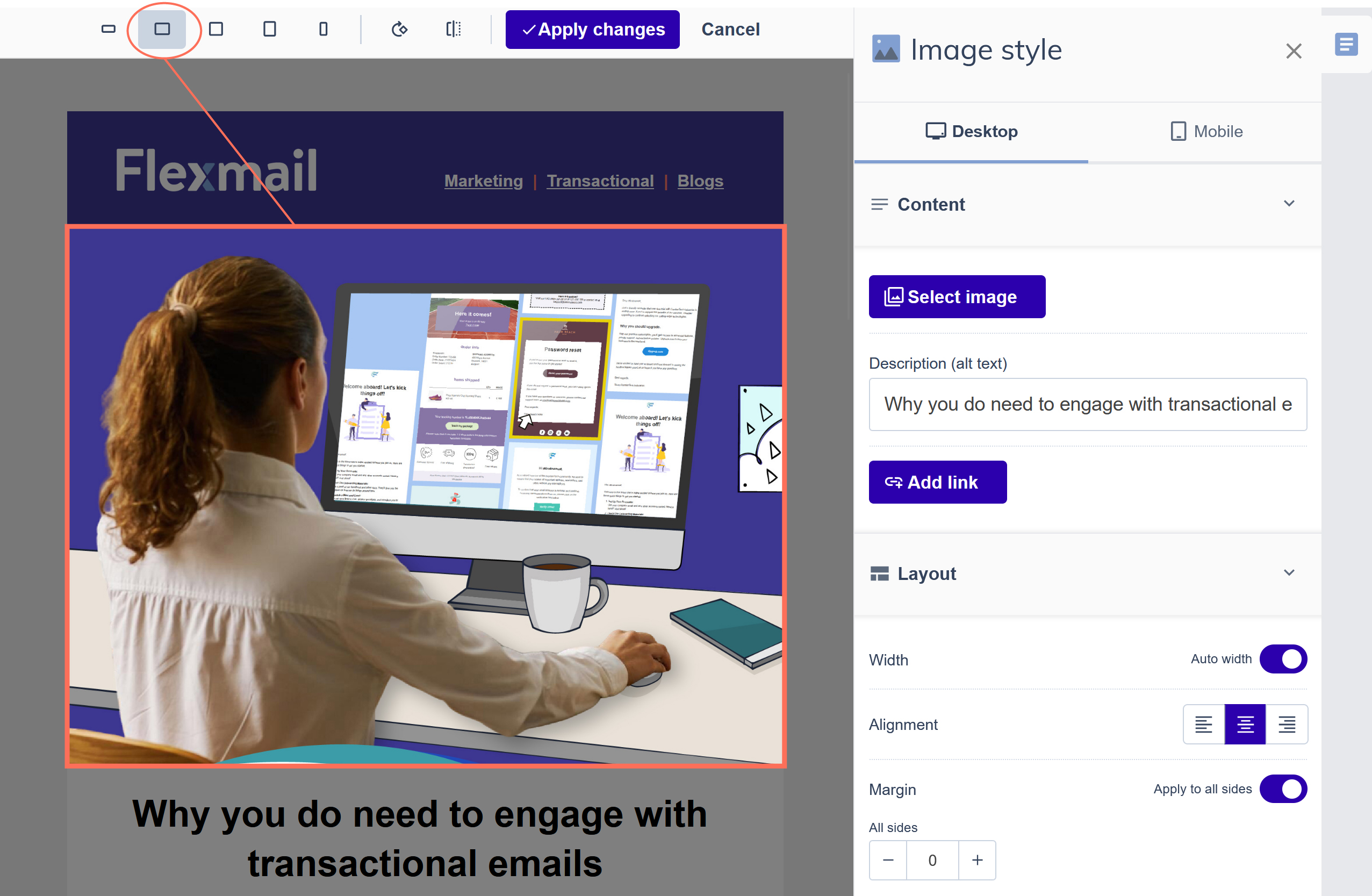 screenshot of the inline image editor screenshot of the inline image editor