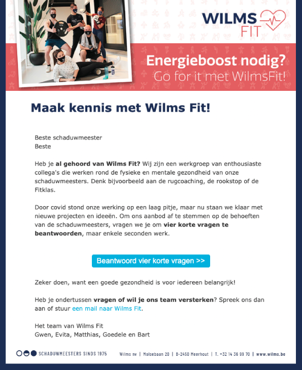 Flash d’info Team Wilms – Wilms Fit 